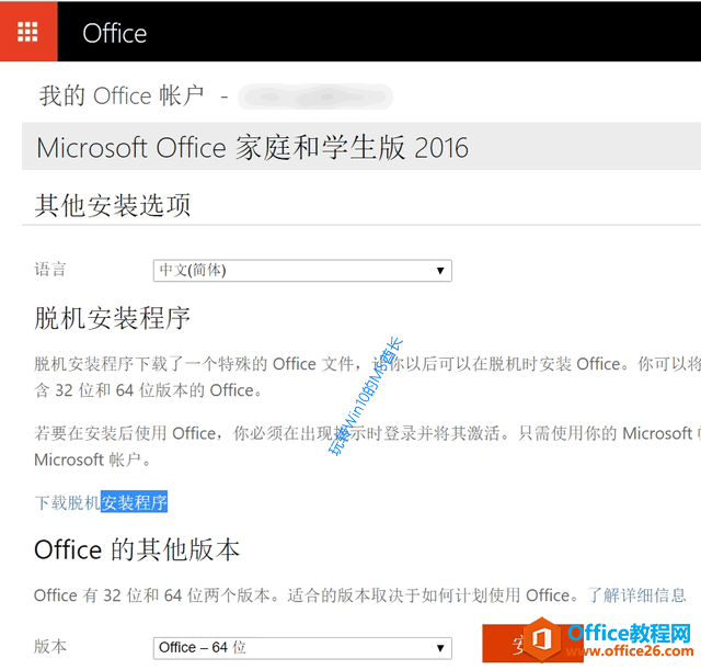 获取Office - 其他安装选项 - 脱机安装程序 - Office的其他版本