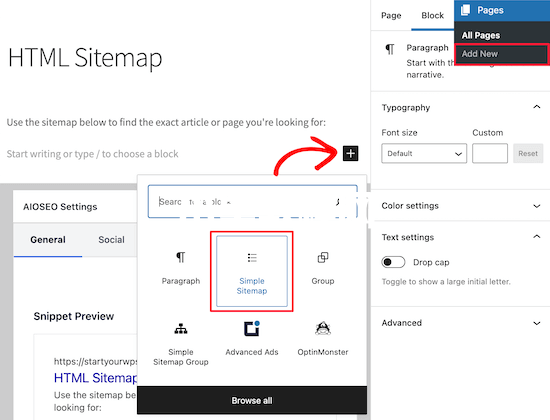 Simple Sitemap区块