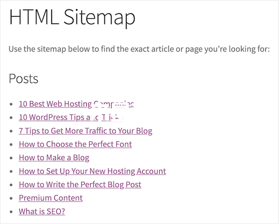 HTML Sitemap