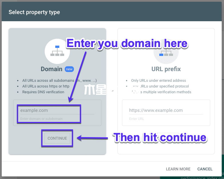 将您的域添加到Google Search Console