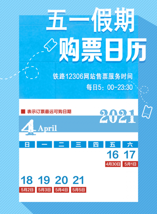 五一火车票提前多少天可以买2021 五一火车票什么时候开始售票(图1)