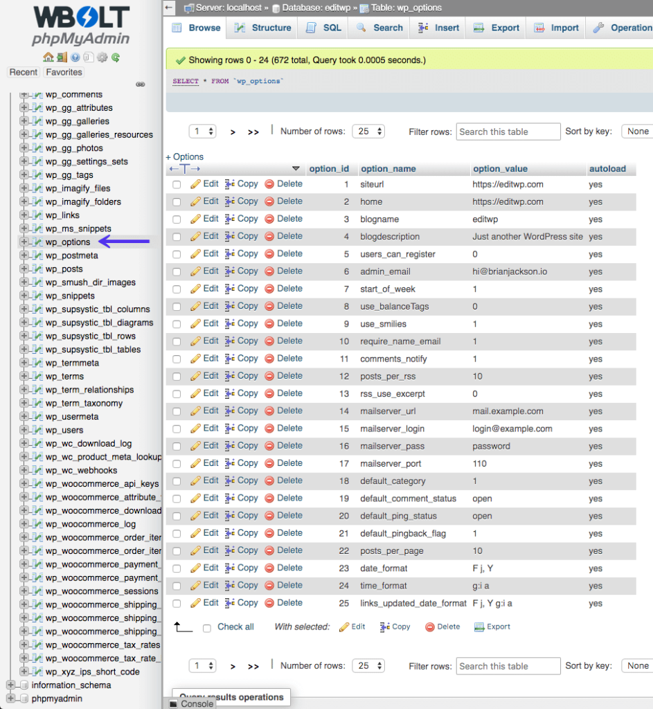 MySQL数据库wp_options