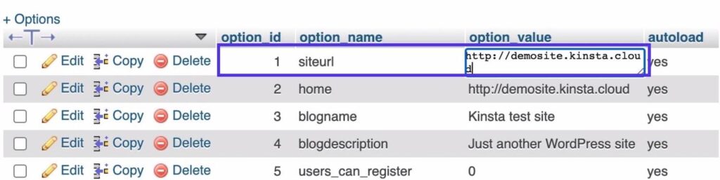 phpMyAdmin – 编辑URL