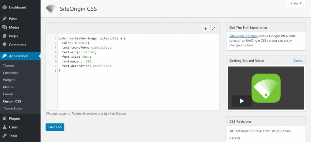 SiteOrigin CSS自定义CSS